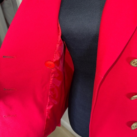 VINTAGE NWT Kasper Red Double-Breasted Blazer and Skirt Set - Picture 15 of 16